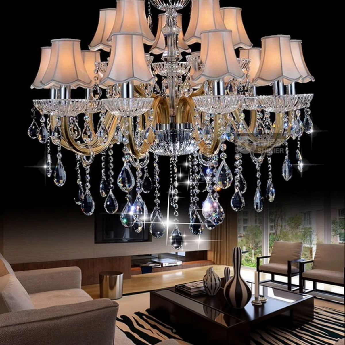 AM0783 — European Duplex Crystal Metal Chandelier for Living Rooms