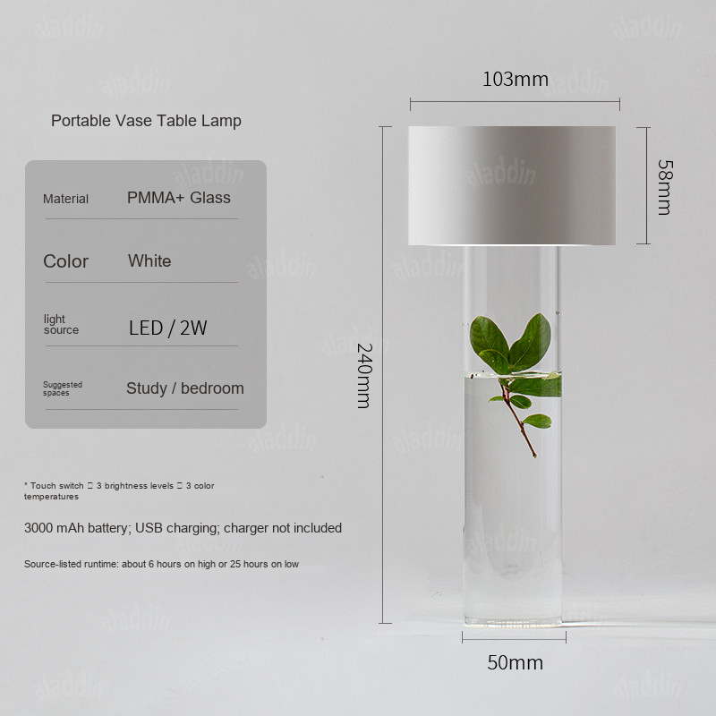 Rechargeable Vase Table Lamp — AM0242, view 7