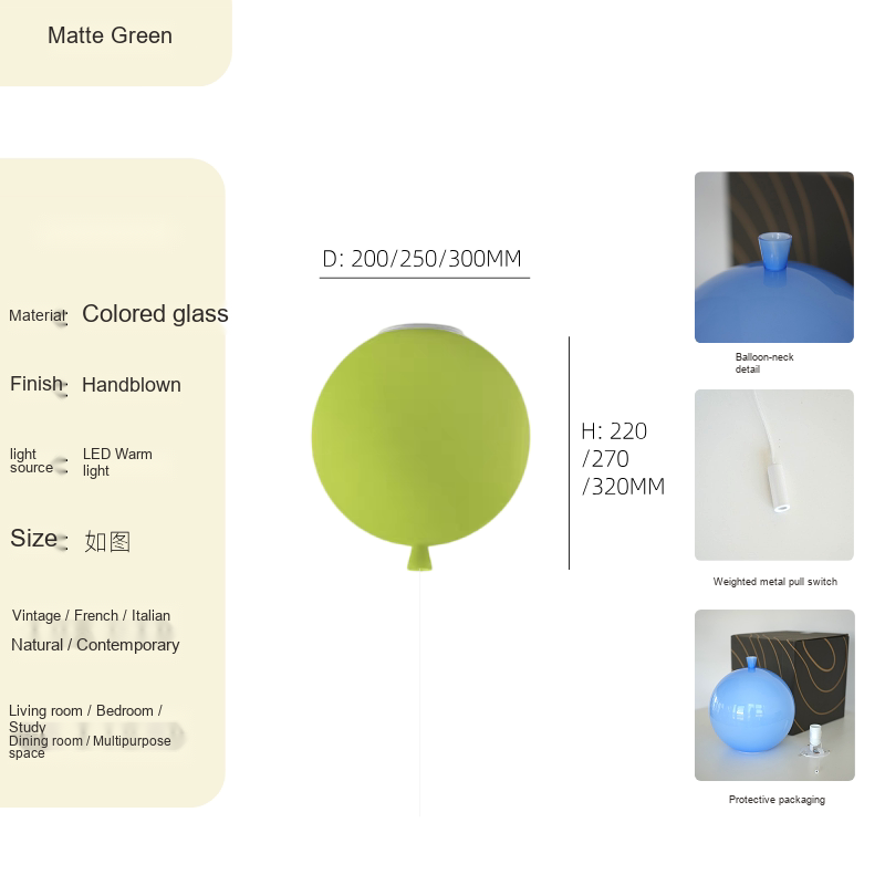 Glass Balloon Ceiling Light — AM0208, view 17