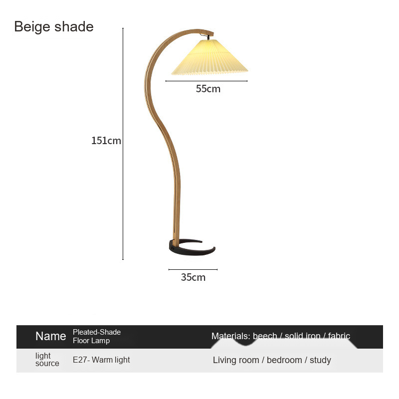Wood Frame Pleated Floor Lamp — AM0180, view 5