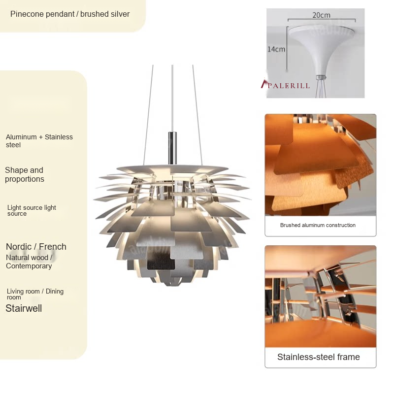Layered Pinecone Pendant Light — AM0138, view 3