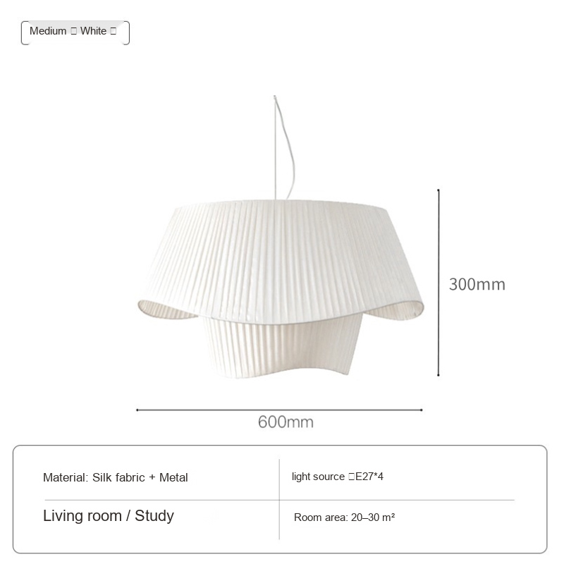Pleated Fabric Pendant Light — AM0236, view 7