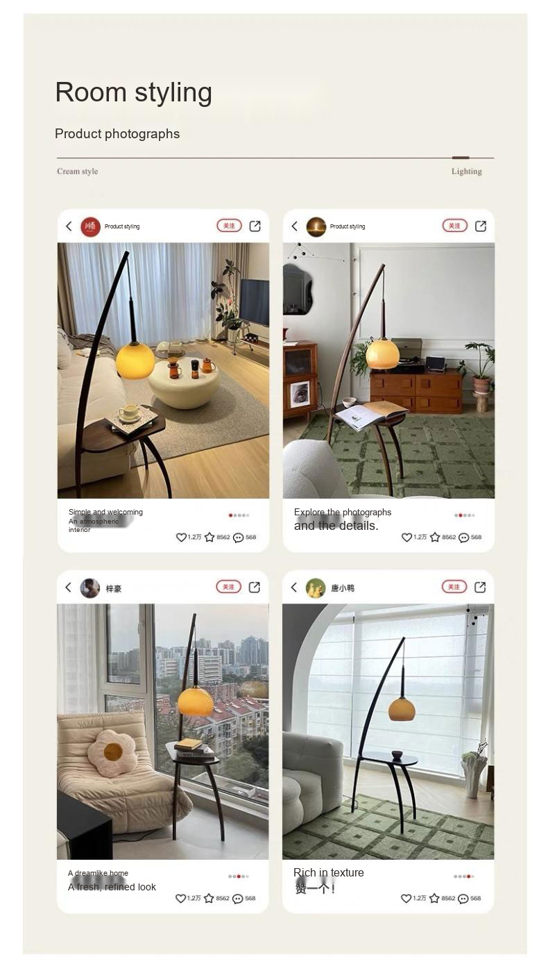 Wood Floor Lamp with Side Table — AM0218, view 14