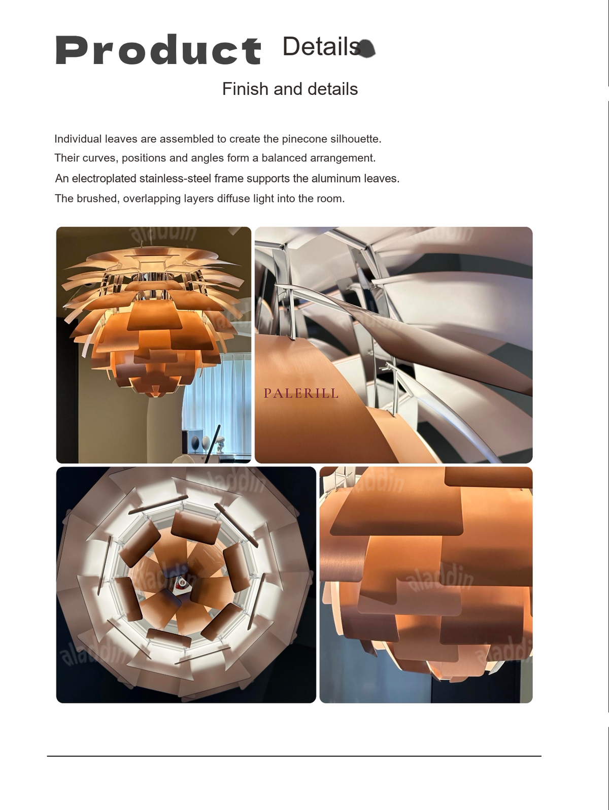 Layered Pinecone Pendant Light — AM0138, view 12