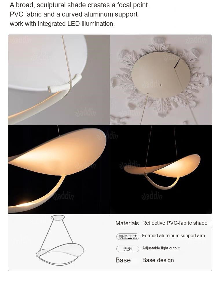 White Sculptural Pendant Light — AM0230, view 11