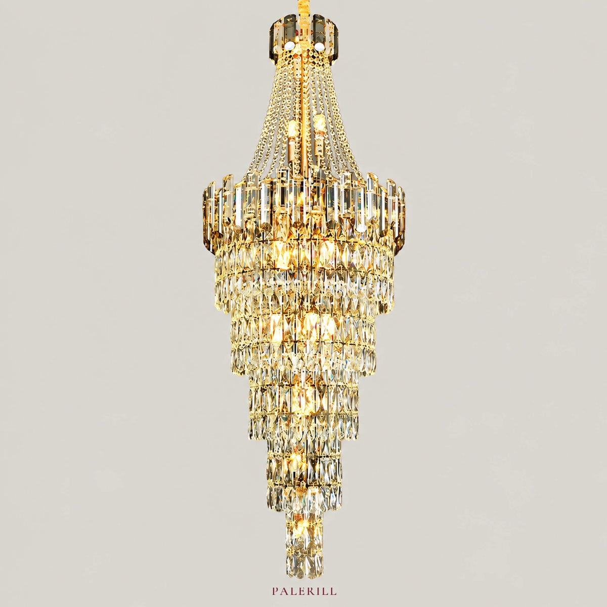 AM0039 · Modern Minimalist Stairwell Crystal Chandelier for Double-Height Spaces — AM0039, view 1
