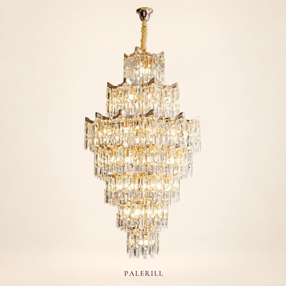 AM0015 · Minimalist Stairwell Extended-Drop Crystal Chandelier for Double-Height Spaces — AM0015, view 1