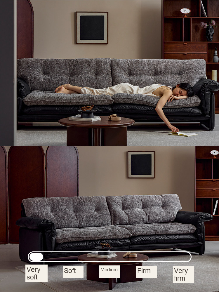 Mixed-Upholstery Straight Sofa — AMF0053, view 4