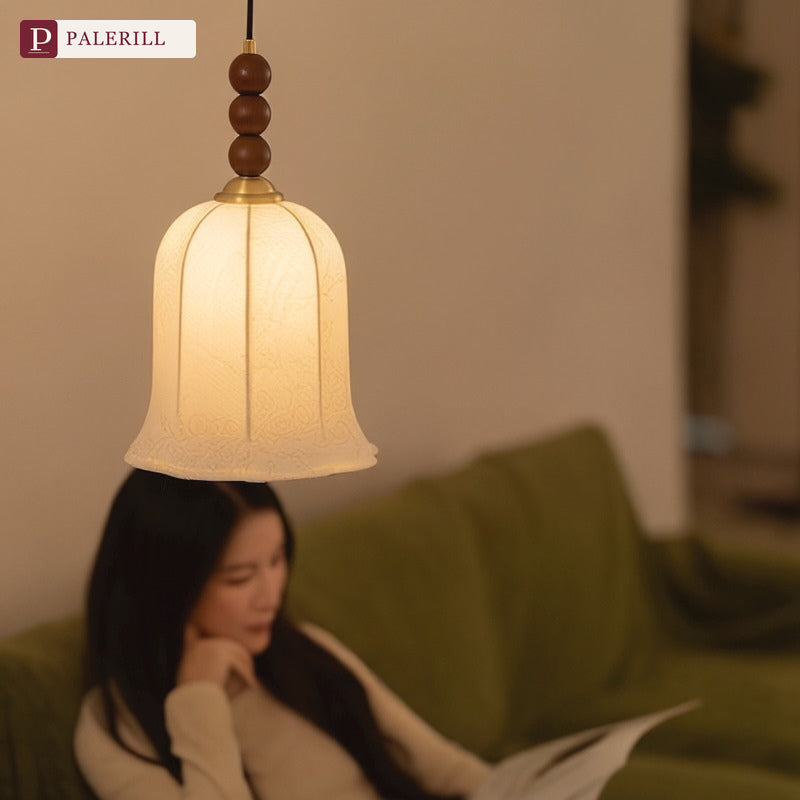 PALERILL | Wabi-Sabi Solid Wood Fabric Dining Pendant Light