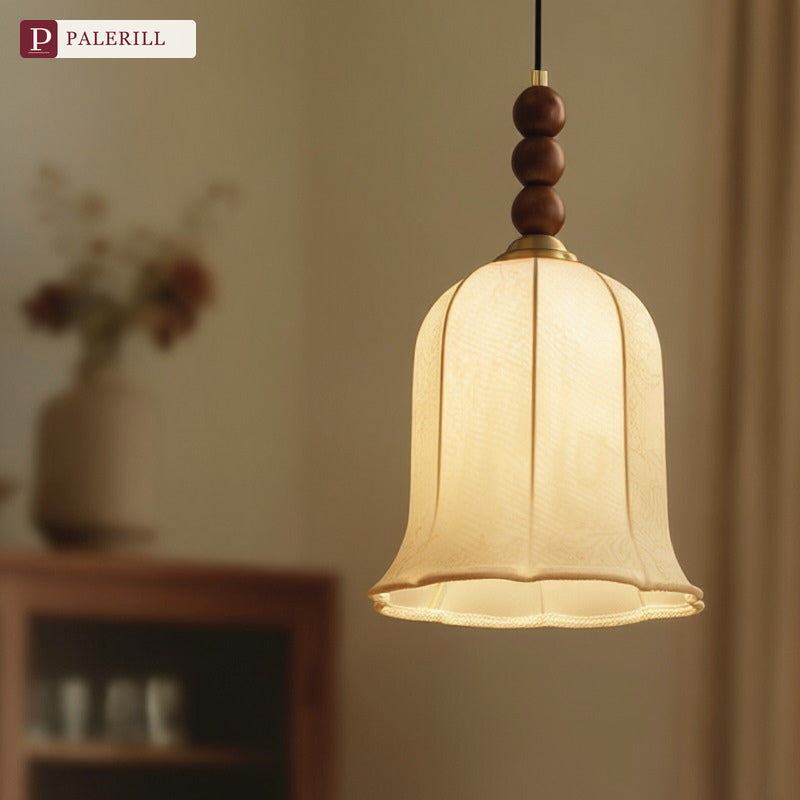 PALERILL | Wabi-Sabi Solid Wood Fabric Dining Pendant Light