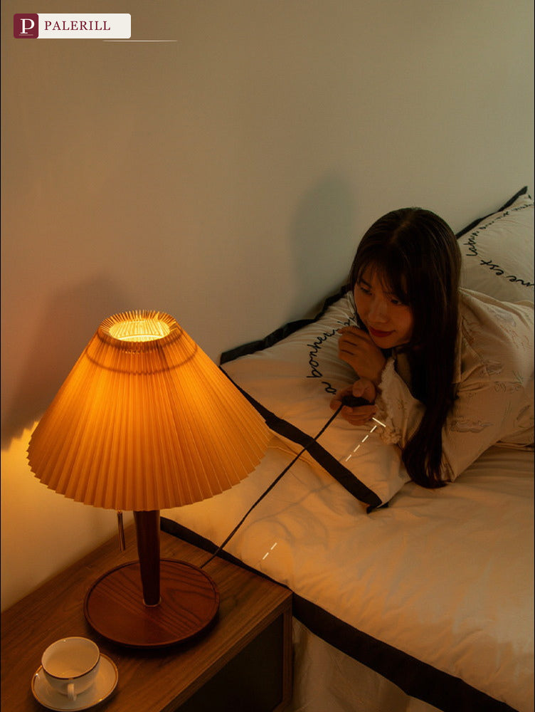 PALERILL | Chinese Pleated Table Lamp in Festive Red