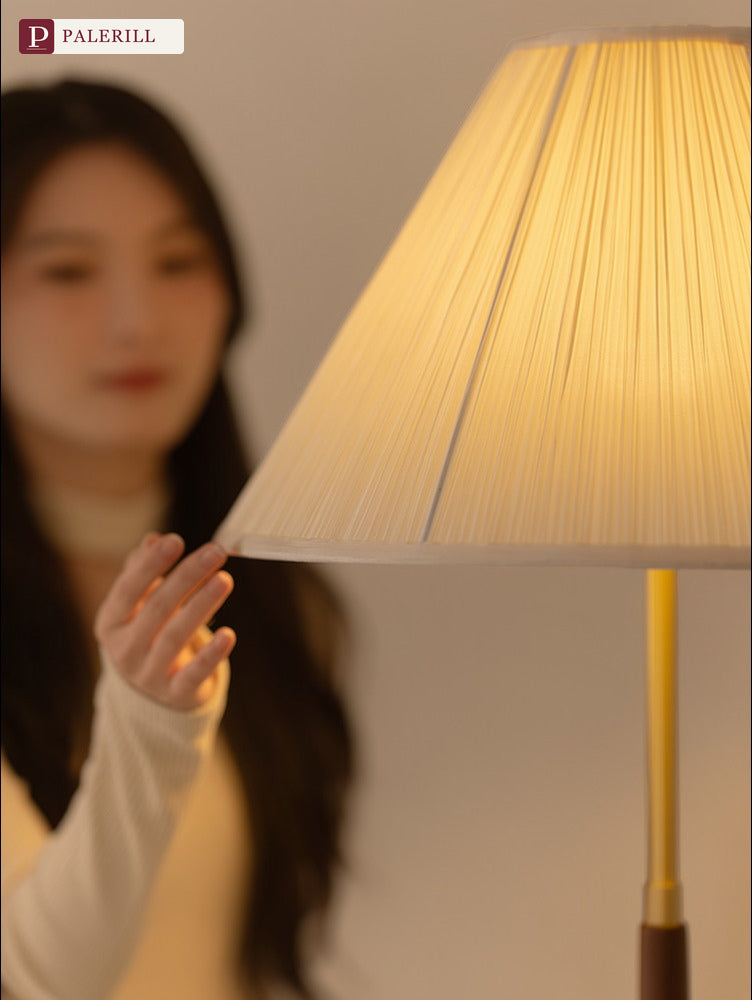 PALERILL | French Vintage Pleated Table Lamp in Walnut
