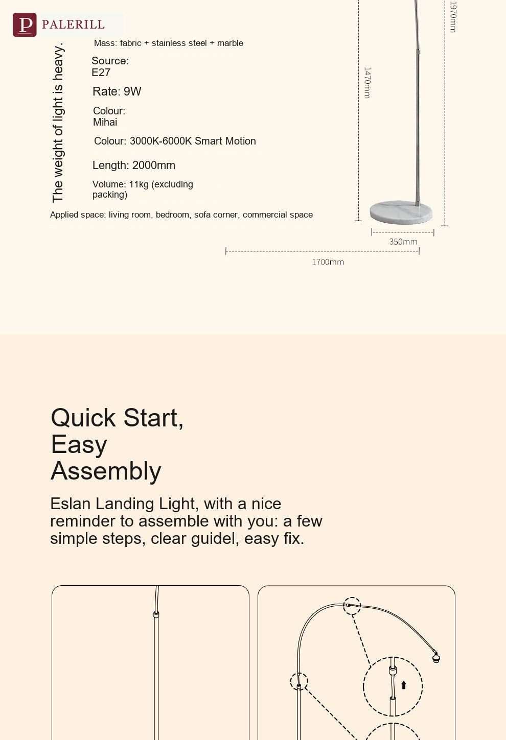 PALERILL | Modern Minimalist Arc Floor Lamp, Luxury Edition