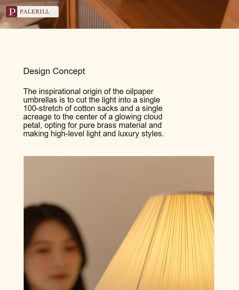 PALERILL | French Vintage Pleated Table Lamp in Walnut