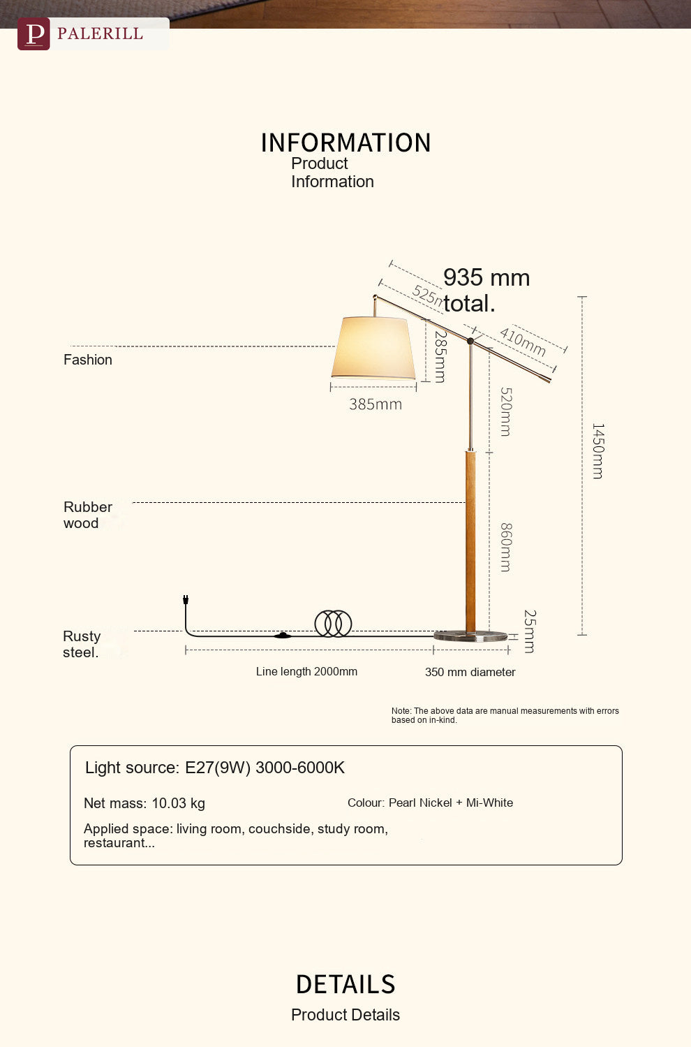 PALERILL | Mid-Century Solid Wood Swing-Arm Reading Lamp