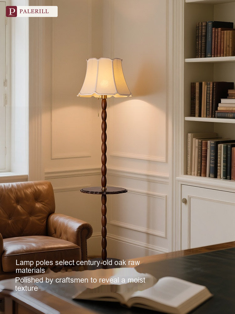 PALERILL | Mid-Century Floor Lamp with Side Table & Shelf