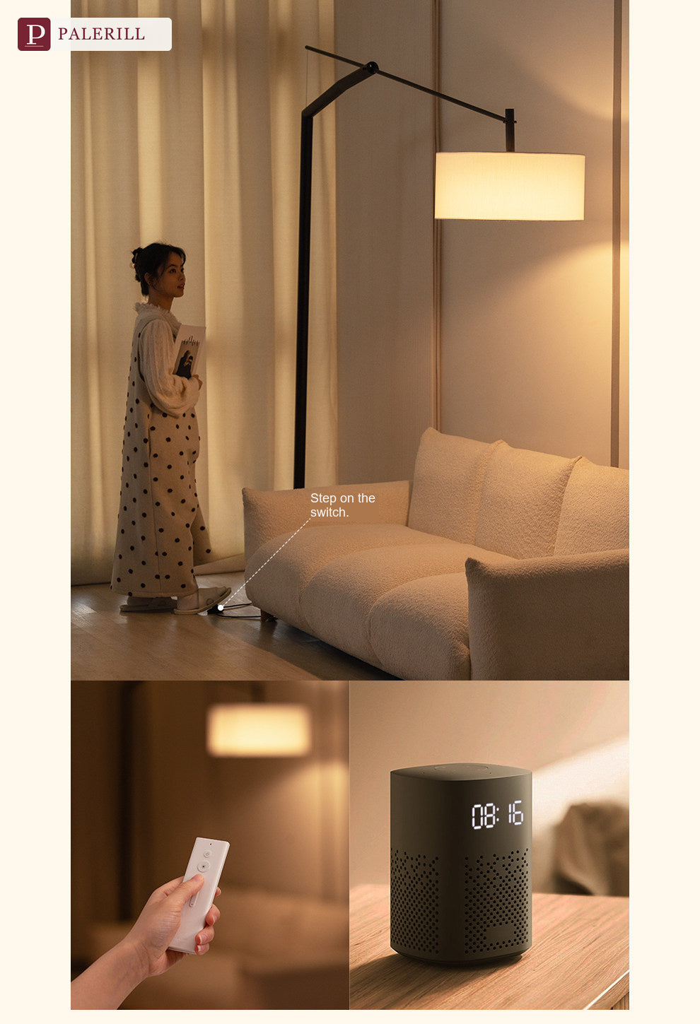 PALERILL | Large Arc Floor Lamp for High-Ceiling Spaces
