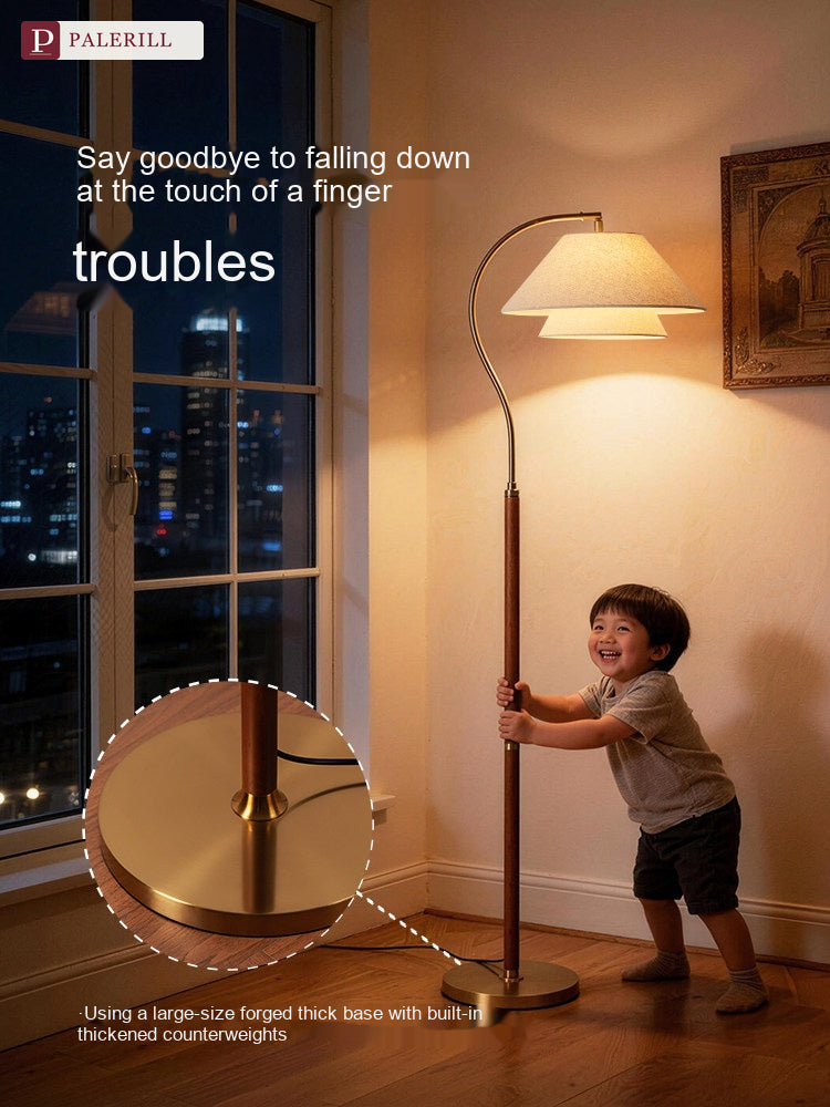 PALERILL | Mid-Century Solid Wood Floor Lamp