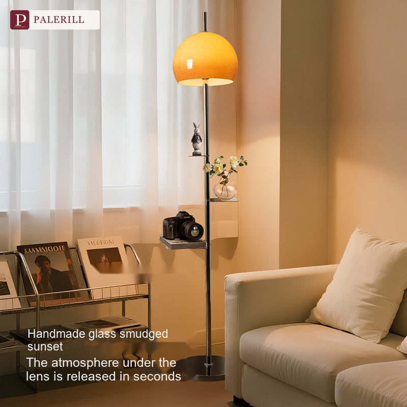 PALERILL | Mid-Century Floor Lamp with Storage Shelf