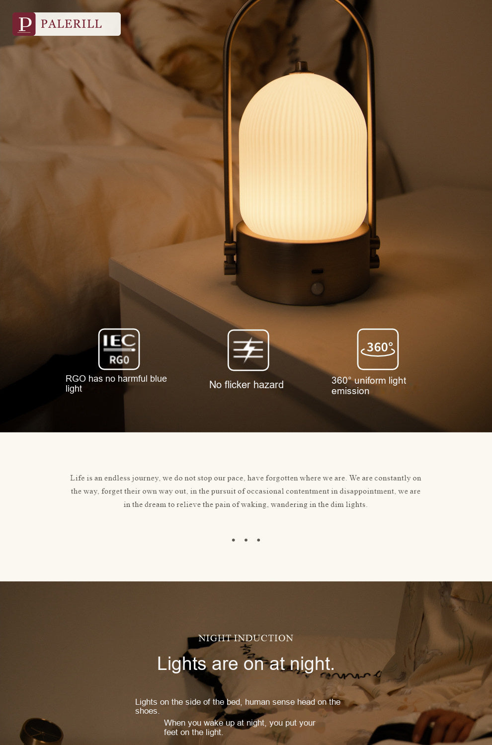 PALERILL | Glazed Glass Portable Table Lamp with Motion Sensor & Touch Dimming