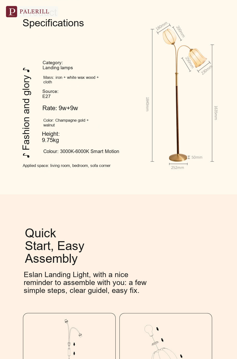 PALERILL | Light French Style Mid-Century Floor Lamp