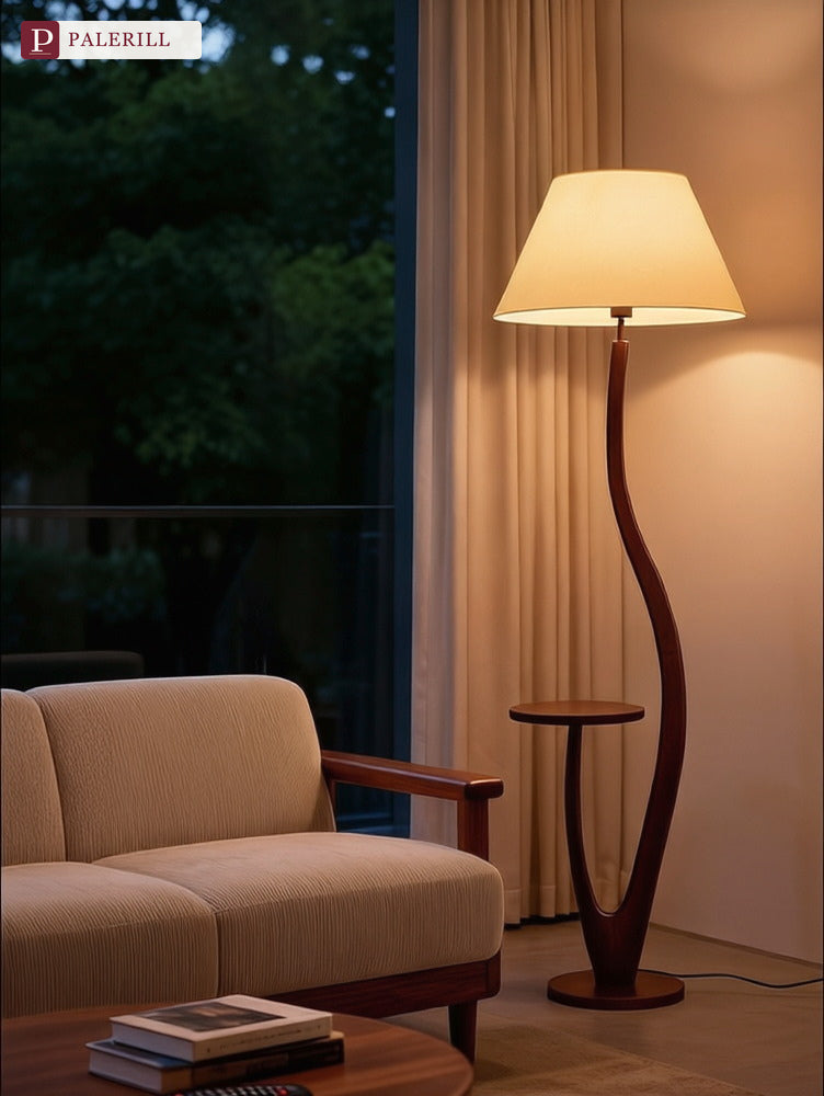 PALERILL | Smart Vintage Floor Lamp with Solid Wood Side Table