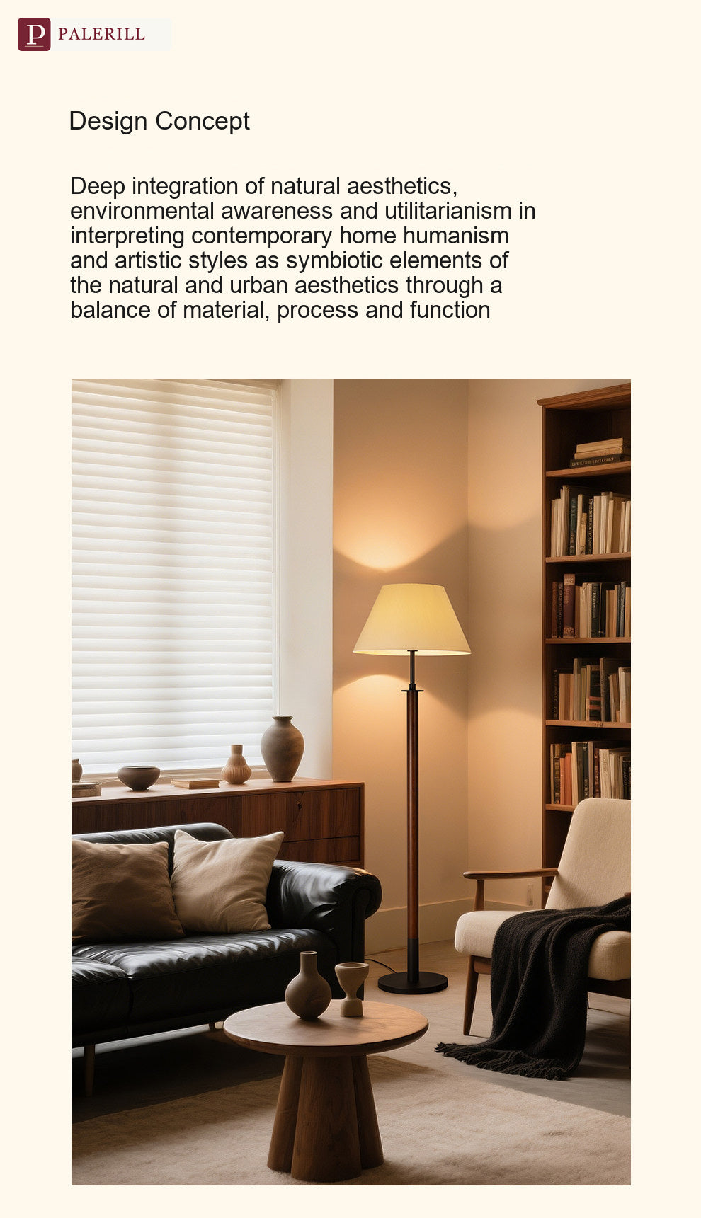 PALERILL | Mid-Century Solid Wood Dimmable Floor Lamp II