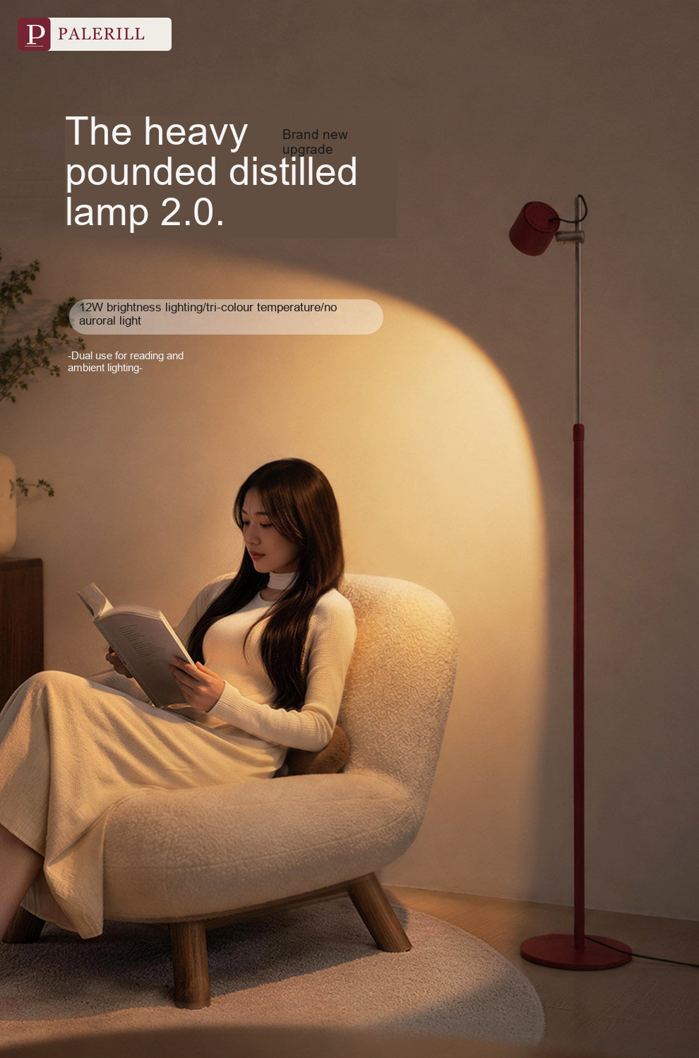PALERILL | Red-Hood Adjustable Reading Floor Lamp