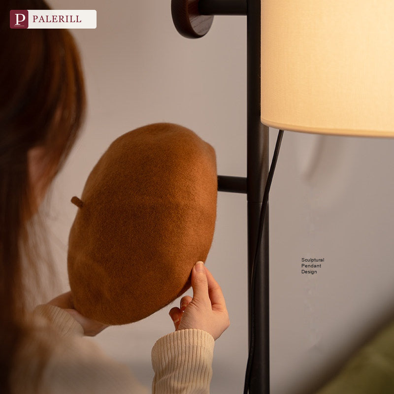 PALERILL | Mid-Century Floor Lamp with Coat Rack & Shelf