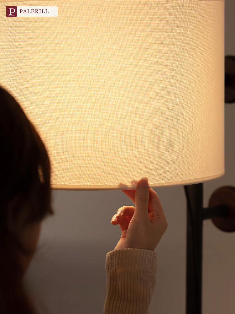PALERILL | Mid-Century Floor Lamp with Coat Rack & Shelf