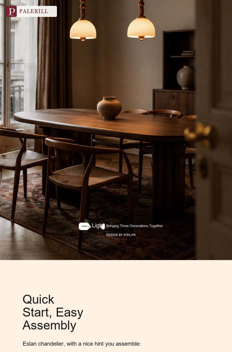 PALERILL | French Vintage Flying Saucer Wood Pendant Light