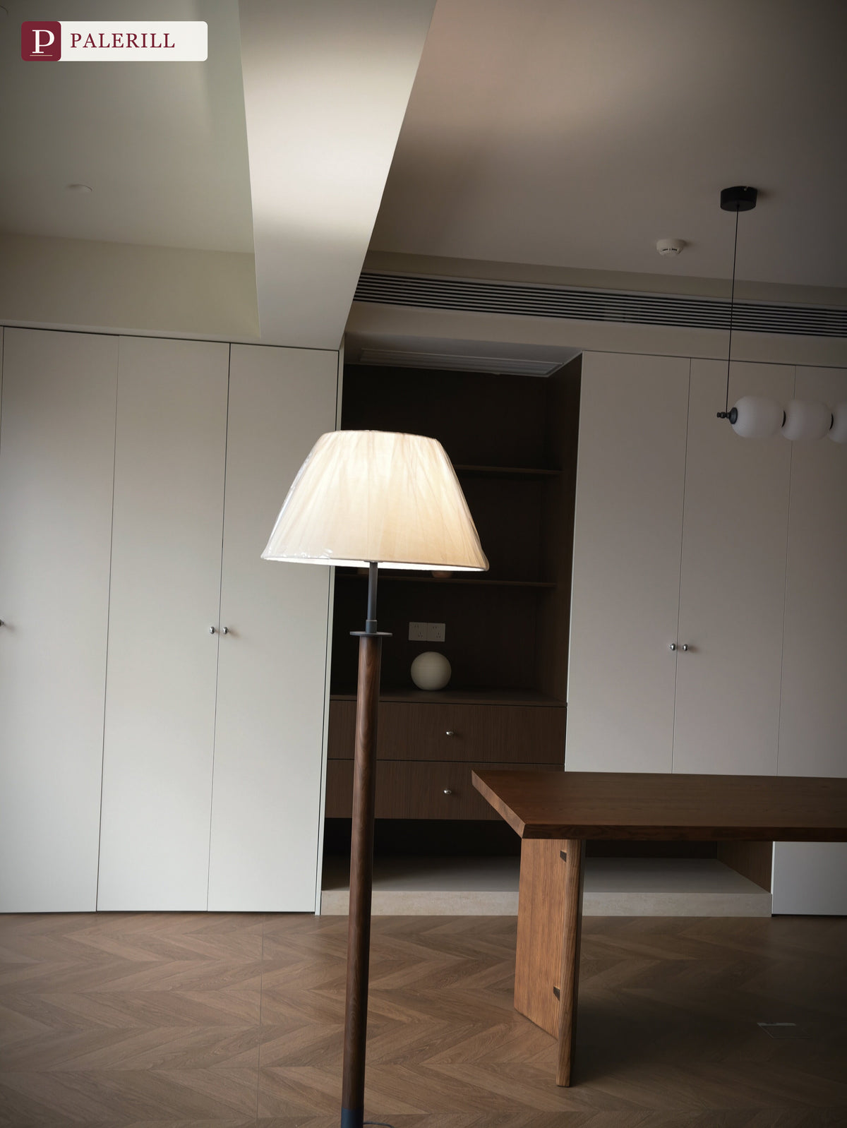 PALERILL | Mid-Century Solid Wood Dimmable Floor Lamp