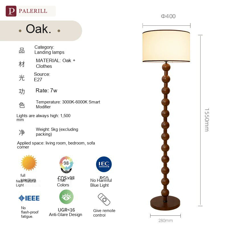 PALERILL | Mid-Century Solid Wood Full-Spectrum Floor Lamp