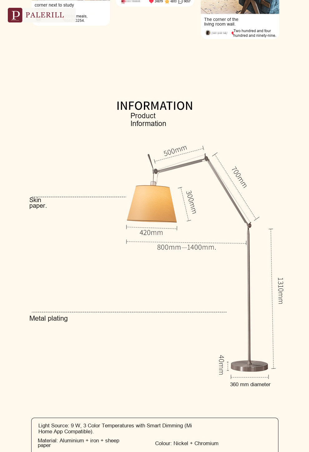PALERILL | Italian Swing-Arm Designer Floor Lamp