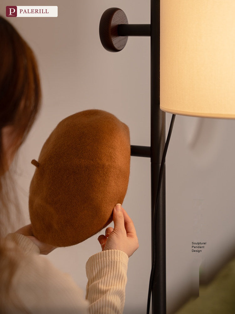 PALERILL | Mid-Century Floor Lamp with Coat Rack & Shelf
