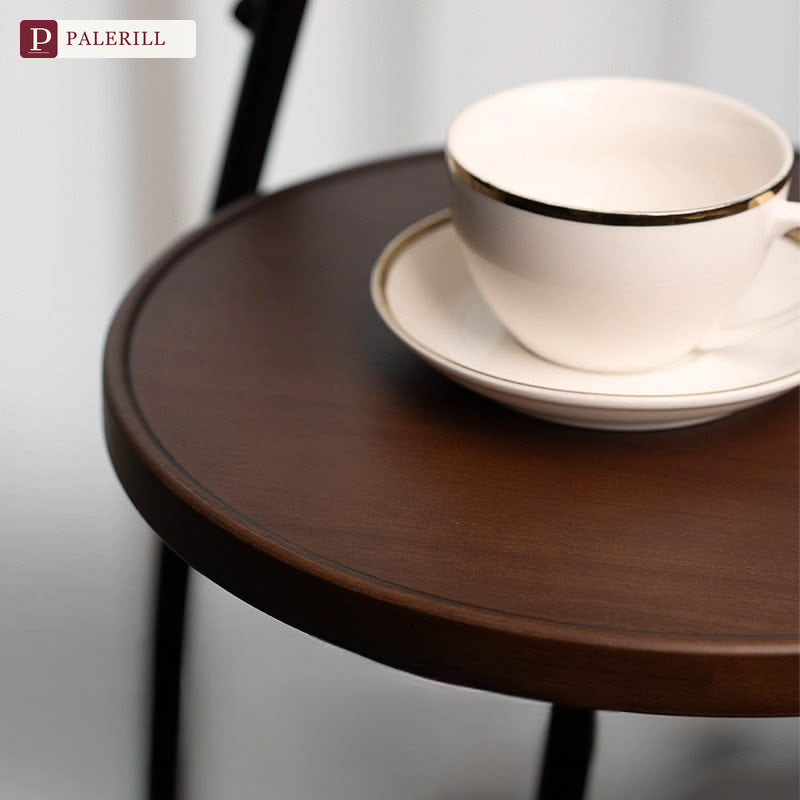 PALERILL | Cream Wood-Tone Floor Lamp with Built-In Side Table