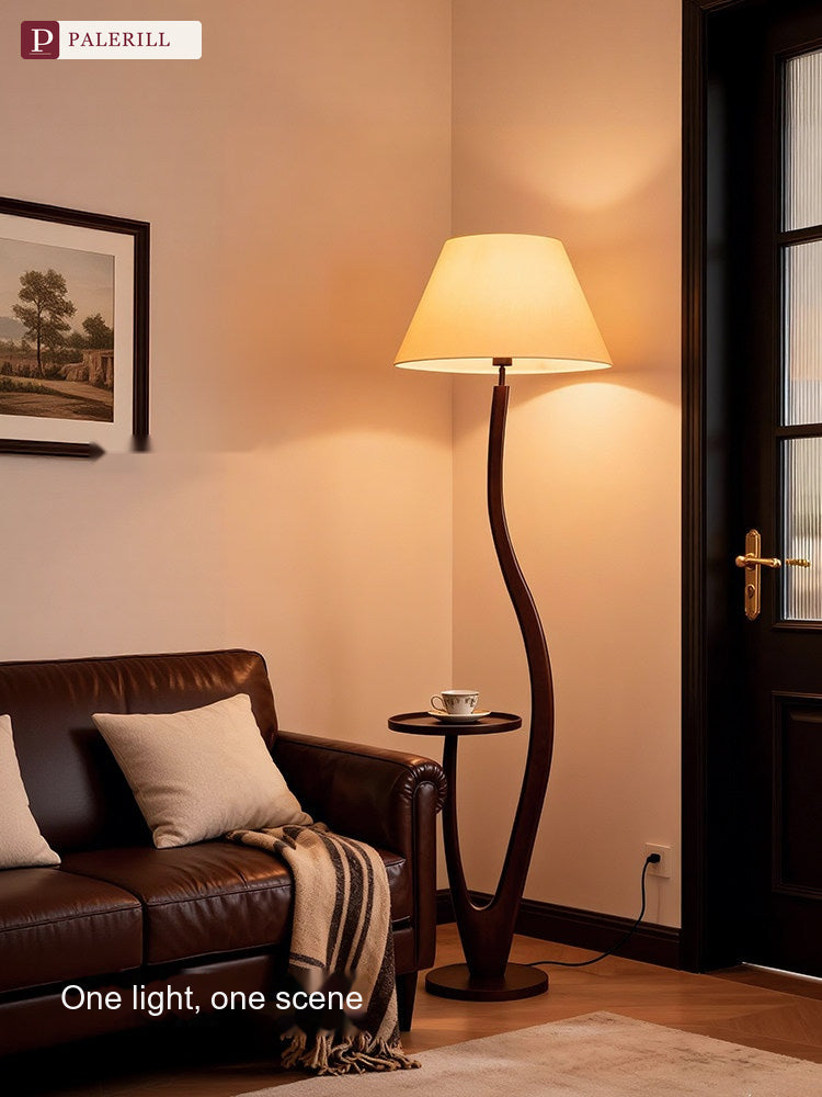 PALERILL | Smart Vintage Floor Lamp with Solid Wood Side Table