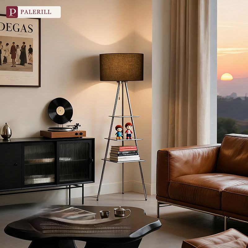 PALERILL | Bauhaus Floor Lamp with Integrated Bookshelf