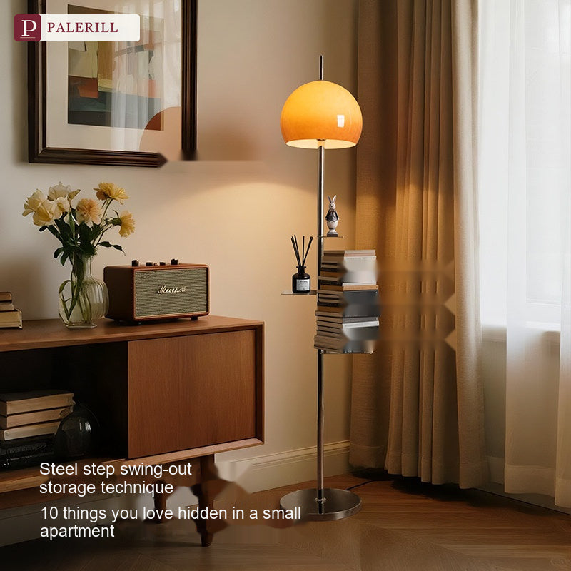 PALERILL | Mid-Century Floor Lamp with Storage Shelf