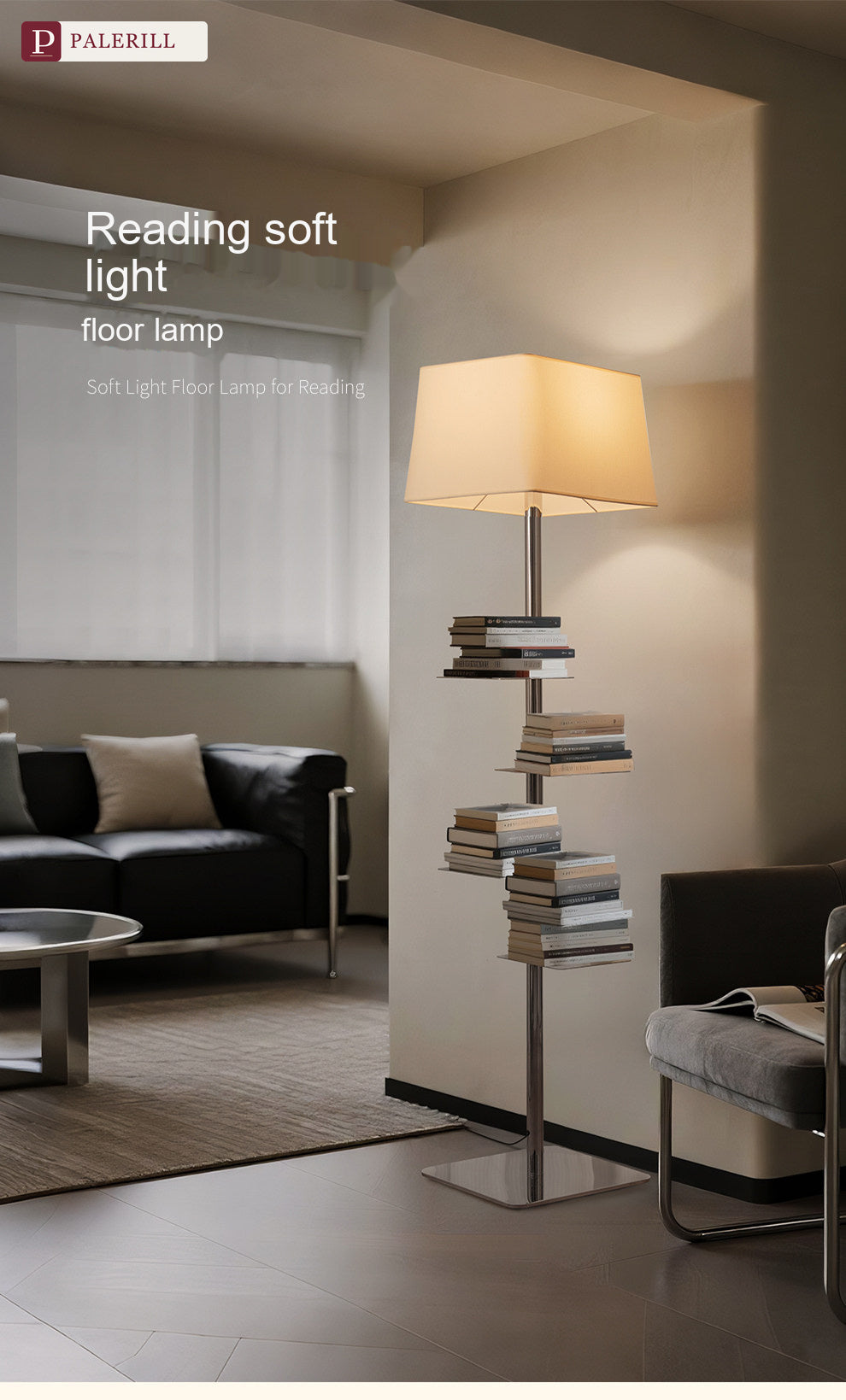 PALERILL | Smart Soft-Glow Floor Lamp with Shelf