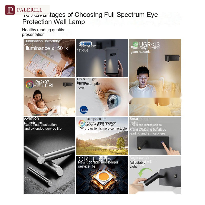 PALERILL | Full-Spectrum Dimmable Wall Reading Light