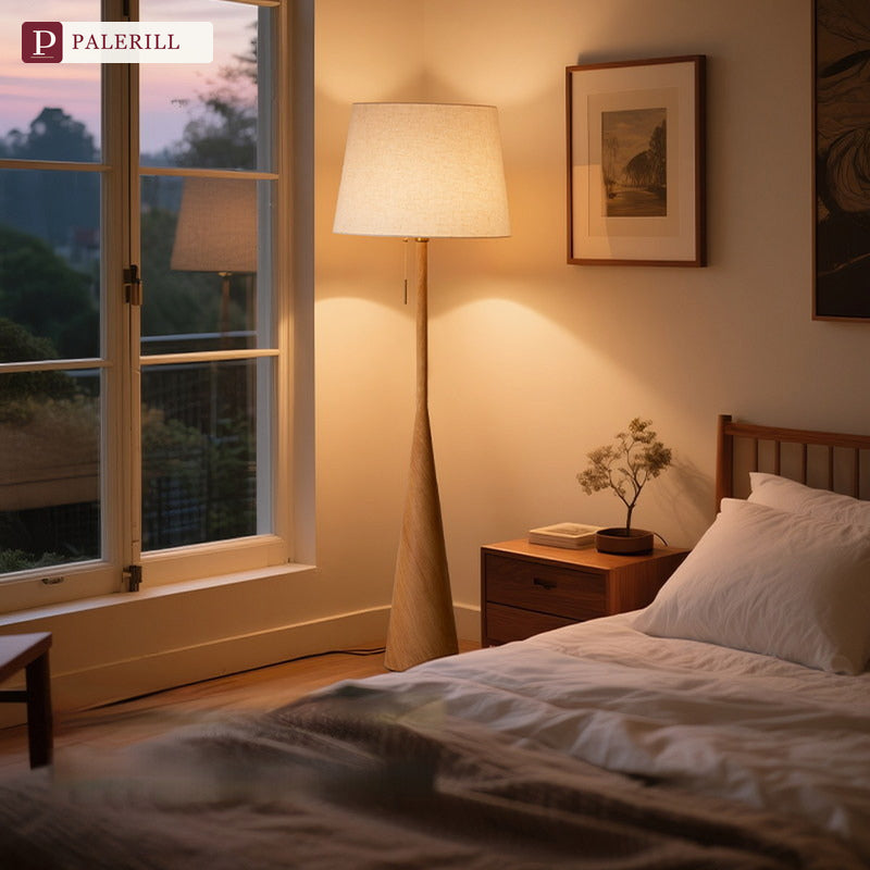 PALERILL | Cream Tone Wooden Floor Lamp, Luxury Minimalist