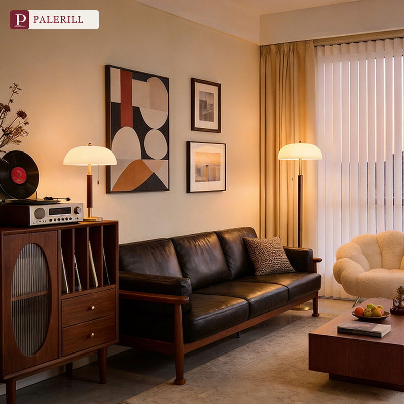 PALERILL | Mid-Century Solid Wood Reading Floor Lamp