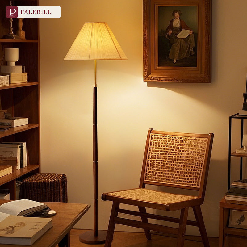 PALERILL | French Vintage Pleated Table Lamp in Walnut