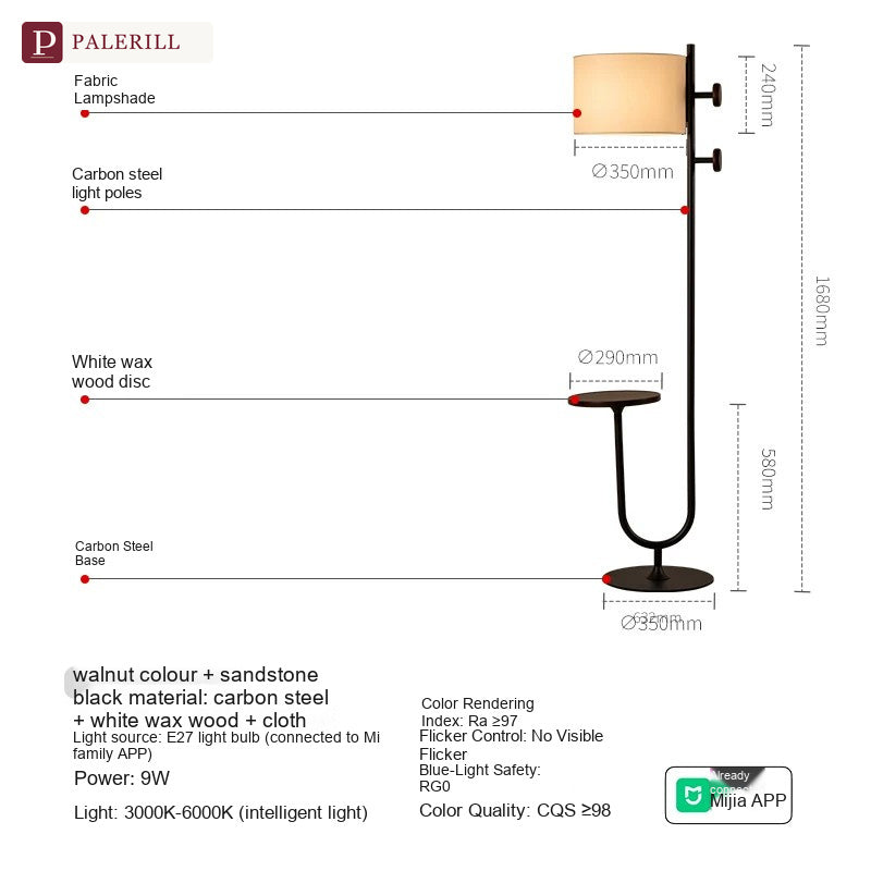 PALERILL | Mid-Century Floor Lamp with Coat Rack & Shelf