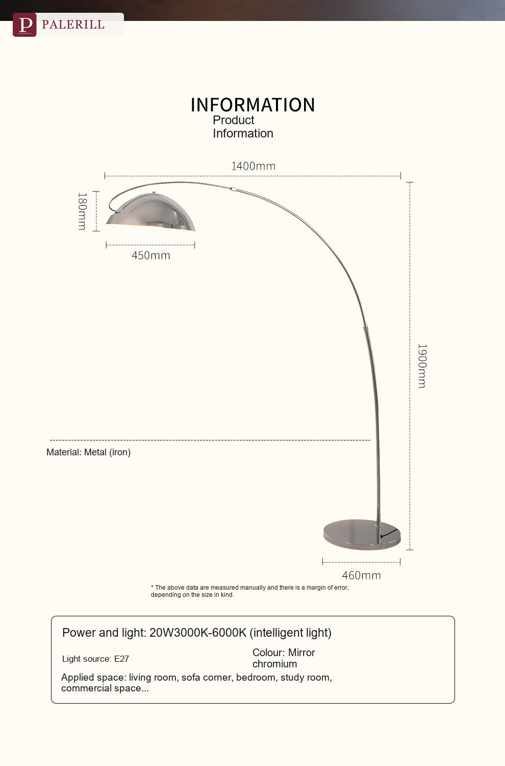 PALERILL | Luxury Arc Reading Floor Lamp