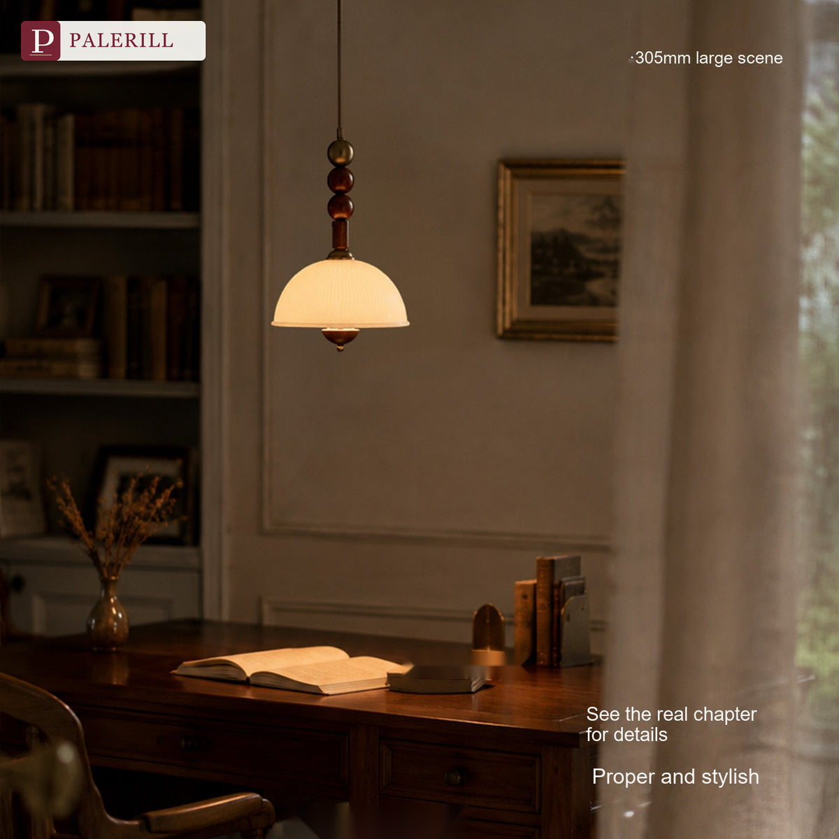 PALERILL | French Vintage Flying Saucer Wood Pendant Light
