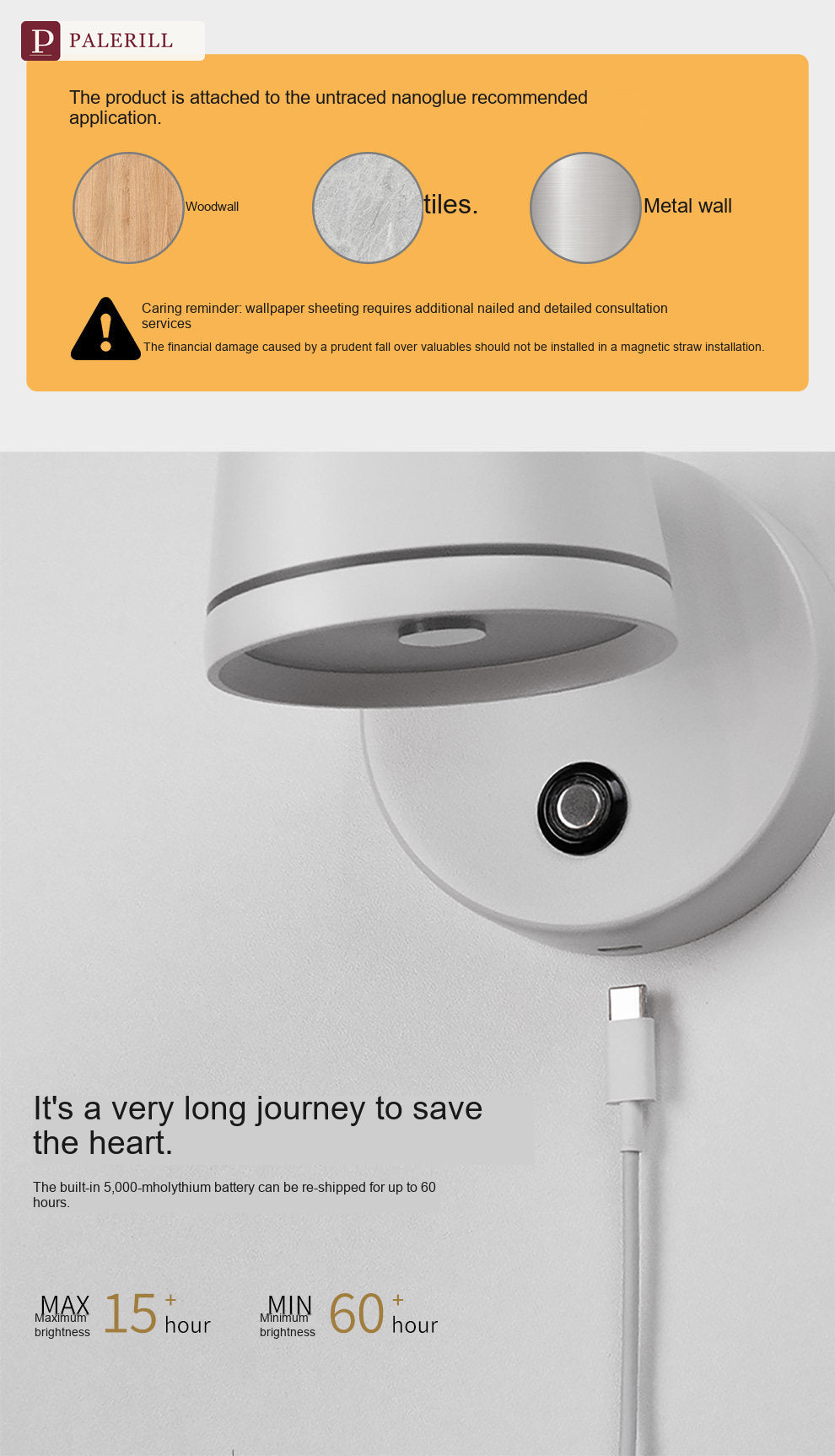 PALERILL | Minimalist Wall-Mounted Bedside Reading Light