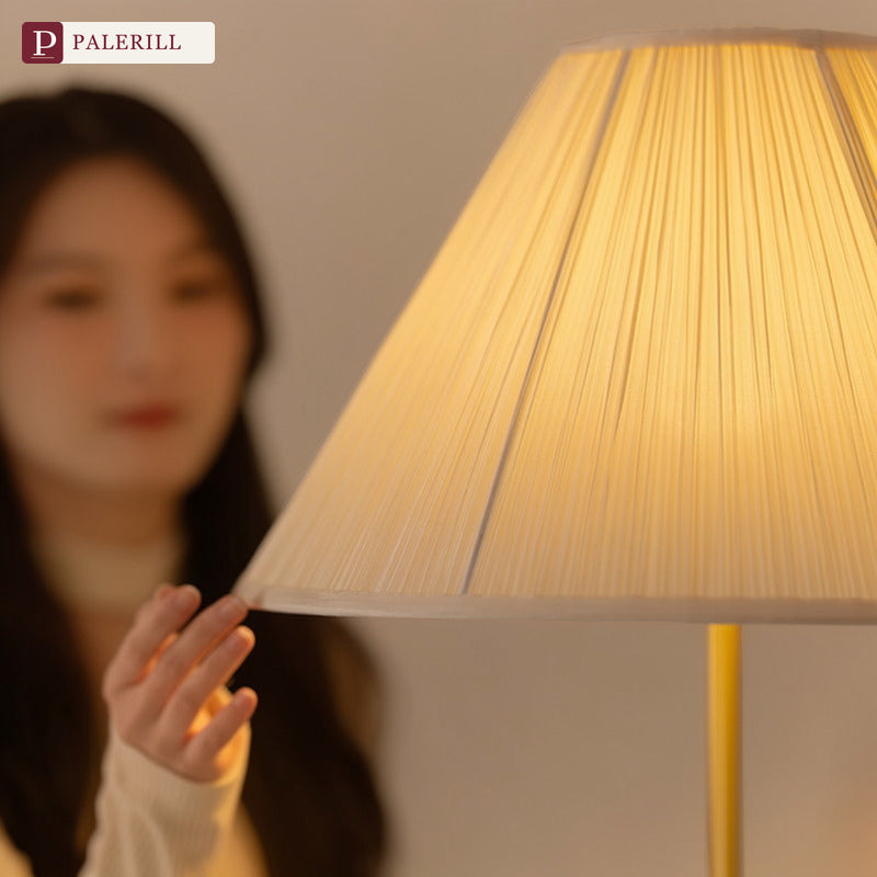 PALERILL | Mid-Century Pleated Walnut Floor Lamp