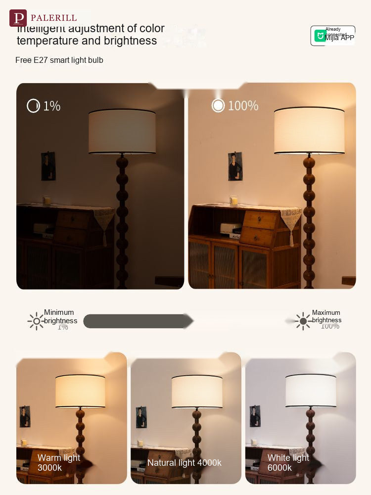 PALERILL | Mid-Century Solid Wood Full-Spectrum Floor Lamp